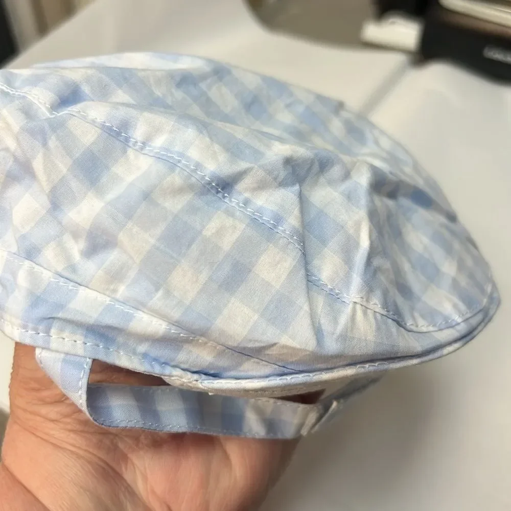 Janie and Jack 100049338 blue and white Baby Gingham Newsboy Cap size 0-3 m NWT